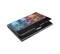 siphylline Skulls Colorful Slim travel business card holder with Leather and Stainless Steel card organizer for Women or Men