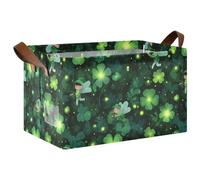 siphylline St Oatrick Day Cute Green Elves Sturdy Storage Basket Foldable Bin with Handles Storage Containers for Closet, Shelf, Dresser