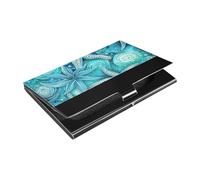 siphylline Submarine Coral Starfish Blue Slim card holder for business card with Leather and Stainless Steel office card holder for Protects Your Cards