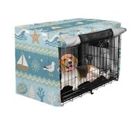 siphylline Summer Blue Waves Covers for Dog Crates Pet Kennel Cover with Roller Shades