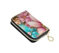 siphylline Sunflowers Jewelry Shining Glittering leather wallet for card With 2 cash slot RFID Blocking card holders with zipper