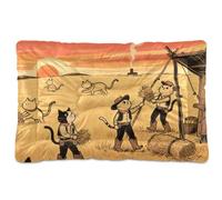 siphylline Sunset Prairie Cat Cowboy Red Pet Bed Mat Soft Comfortable Anti-Slip Bottom Dog Crate Mat for Medium/Large Dogs 24" x 18"