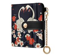 siphylline Swan Japanese Style Heart Valentine's Women's Folding Card Wallet Unique Compact PU Leather Wallet for Women Boys Girls