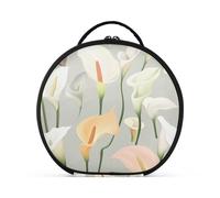 siphylline Sweet Calla Lily Neutral Makeup Bag Vertical Free-Standing Essentials Large Make Up Bag with adjustable dividers 11 IN