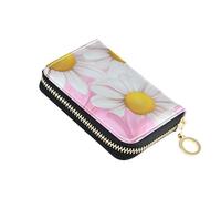 siphylline Sweet Daisy leather card wallets for women With 2 cash slot RFID Blocking men's card & id cases with zipper