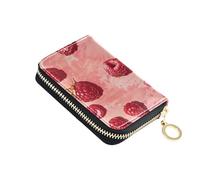 siphylline Sweet Raspberry Realism leather card wallet for women With 9 cards slot RFID Blocking credit card holder for men with zipper