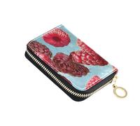siphylline Sweet Raspberry Realism leather womens card holder wallet With 9 cards slot RFID Blocking credit card case with zipper