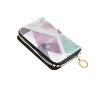 siphylline The Soft Geometic Of Mint Green leather credit card holder wallet With 9 cards slot RFID Blocking women's card cases with zipper