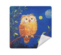 siphylline Toiletries Pouchs Camera Lens Cloth Self Adhesive Travel Make Up Organizer Wrap 13.8 X 13.8 Wrapper Cosmetic Organizers For Travel, Owl sitting on the branch at night, 21.7x21.7in