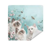 siphylline Toiletries Pouchs Cloth Magic Self-Adhesive Cosmetic Organizer Wrap 13.8 X 13.8 Wrapper For Organization, Robust Ragdoll cats Turquoise, 17.7x17.7in