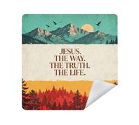 siphylline Toiletries Pouchs Cloth Magic Sticker Cosmetic Travel Bag Organizer Wrap 13.8 X 13.8 Wrapper For Organization, retro Christian Jesus Faith, 13.8x13.8in