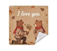 siphylline Toiletries Pouchs Cloth Magic Sticker Jewelry Organizer Wrap 13.8 X 13.8 Wrapper Makeup pouching For Women, i love you retro bear propose brown, 17.7x17.7in
