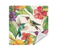 siphylline Travel Pouchs Camera Lens Cloth Magic Self-Adhesive Jewelry Organizer Wrap 13.8 X 13.8 Wrapper For Toiletries, forests hummingbird beige, 17.7x17.7in