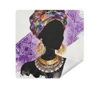 siphylline Travel Pouchs Camera Lens Cloth Magic Sticker Travel Toiletry Organizer Wrap 13.8 X 13.8 Wrapper Makeup pouching For Women, Ethnic Silhouette African Woman, 17.7x17.7in