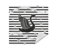 siphylline Travel Pouchs Cloth Magic Self-Adhesive Cosmetic Organizer Wrap 13.8 X 13.8 Wrapper For Toiletries, black white stripe silver swan, 21.7x21.7in