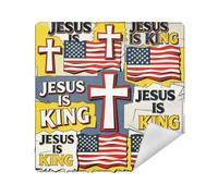 siphylline Travel Pouchs Cloth Portable Make Up Organizers Wrap 13.8 X 13.8 Wrapper Makeup pouching For Women, Jesus is king flag, 17.7x17.7in