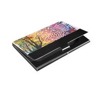 siphylline Tree Colorful Print Slim travel business card holder With Leather & Stainless Steel credit card holder for Business Meeting Use