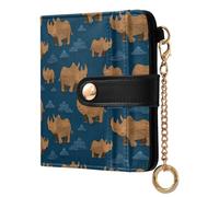 siphylline Trendy Style Wooden Rhino Blu Ray Women's Folding Card Wallet Cute PU Leather Wallet With Card Slots for Women