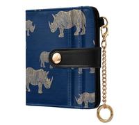 siphylline Trendy Wooden Rhino Blu Ray Ladies Premium Foldable Wallet Cute Minimalist PU Leather Wallet for Girls Women Ladies