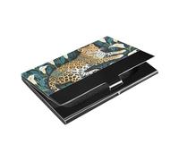 siphylline Tribal Style Leopard White Calla Lily Ultra-thin travel business card holder With Leather & Stainless Steel card holder modern for Protects Your Cards