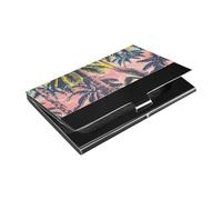 siphylline Tropical Aesthetics Summer Ultra-thin business card holder pocket with Leather and Stainless Steel credit card holders for Women or Men