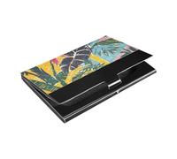 siphylline Tropical Aesthetics Summer Ultra-thin travel business card holder with Leather and Stainless Steel card storage for Business Meeting Use