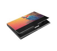 siphylline Tropical Macaw Parrot Ultra-thin business card holders with Leather and Stainless Steel credit cards holder for Business Meeting Use