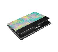 siphylline Tropical Palm Tree Blush and Gold Leaves Ultra-thin business card holders With Leather & Stainless Steel credit card cover for Women or Men