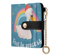 siphylline Trust The Process Swan Ladies Slim Foldable Wallet Cute PU Leather Wallet With Card Slots for Girls Women Ladies