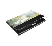 siphylline unicorns Running in The Meadow Ultra-thin business card holder organizer with Leather and Stainless Steel credit card holder for Business Meeting Use
