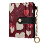 siphylline Valentines Hearts Patch Red Women's Small Folding Wallet Cute Premium PU Leather Wallet for Women Boys Girls