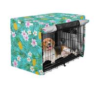 siphylline Vibrant Colorful Pineapples Palm Blue Crate Covers for Dog Cages Kennel Cover Roller Shades