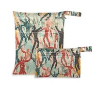 siphylline washable wet bag baby 2 Pack wet bag for swimsuit with handles for pool, bathing Colorful People Print