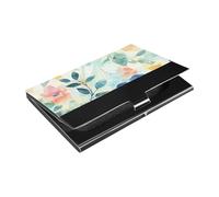 siphylline Watercolor Art Green Leaves Flower Slim card holder for business card With Leather & Stainless Steel credit card case for Protects Your Cards