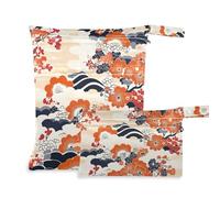 siphylline waterproof bag for gym 2 Pack diaper bag essential items with handles for pool, beach Japanese Style Flower Trees Mountain