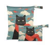 siphylline waterproof bag for traveling 2 Pack travel essentials for flying with handles for beach, yoga A Thinking Black Cat