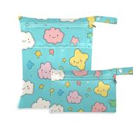 siphylline waterproof bags for beach 2 Pack travel essentials for baby with handles for travel, pool Cartoon Cute Stars Clouds Blue