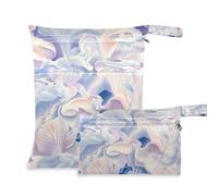 siphylline waterproof bags for swimsuits 2 Pack travel essentials for flying with handles for daycare, beach Abstract Mushrooms Digital Illustration Blue Pink White