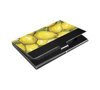 siphylline White Background Yellow Lemons Slim card holder for business card with Leather and Stainless Steel credit card holders for Travel Home or Office Use
