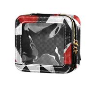 siphylline White Black Red Triangles Clear Mini Makeup Bag Toiletry Bags Cosmetic Organizer Case for Women, White black red triangles, One Size