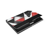 siphylline White Black Red Triangles Ultra-thin business card holder travel With Leather & Stainless Steel credit card case for Travel Home or Office Use