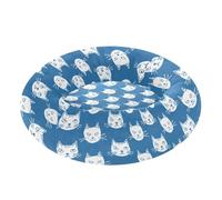 siphylline White Cat Faces Blue Pet Cat Bed Relieve Stress fluffier Kitten Beds for Medium Size Pets Sleeping