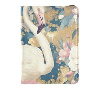 siphylline White Flamingos Pink Peonies Leather Passport and Vaccine Card Wallet Combo Card Holder Passport Case Badge ID Vaccine Card Holder Wallet Lightweight