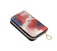 siphylline White Red Blues leather mens card wallet With 2 cash slot RFID Blocking mens card holder with zipper