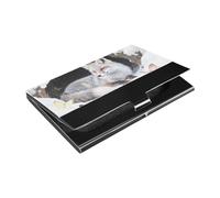 siphylline Winter Animal Fox Snow Ultra-thin portable business card holder with Leather and Stainless Steel credit card cover for Business Meeting Use