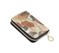 siphylline Withered Gingko Leaves leather credit card holder wallet with Cion Purse RFID Blocking mens credit card holder with zipper