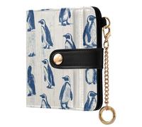siphylline Wooden Penguin Blu Ray Off White Women's Small Folding Wallet Unique Premium PU Leather Wallet for Women Girls