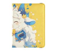 siphylline Yellow Cute Goat Leather Passport Holder Cover Travel Passport Wallet with Vaccination Card Slot Cute Passport Book Lightweight