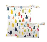 siphylline zippered bags for swimmers 2 Pack wet bag for swimsuit with handles for pool, beach Colorful Flat Raindrops