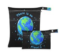 siphylline zippered bags for swimmers 2 Pack wet bag for swimsuit with handles for yoga, baby diapers There Is No Planet B Dripping Paint Art